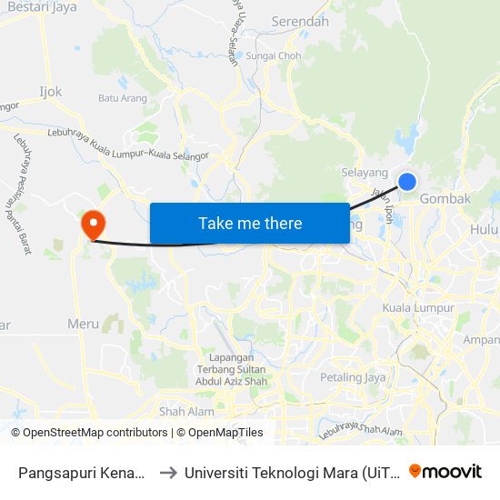Pangsapuri Kenanga (Sl182) to Universiti Teknologi Mara (UiTM) Puncak Alam map