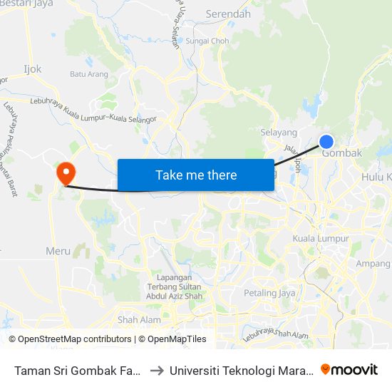 Taman Sri Gombak Fasa 9 (Barat) (Sl194) to Universiti Teknologi Mara (UiTM) Puncak Alam map