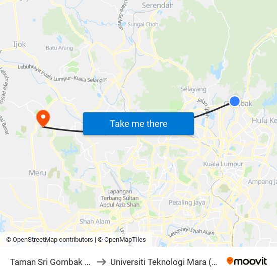 Taman Sri Gombak Fasa 5 (Sl238) to Universiti Teknologi Mara (UiTM) Puncak Alam map