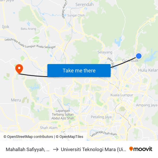 Mahallah Safiyyah, Uiam (Sl154) to Universiti Teknologi Mara (UiTM) Puncak Alam map