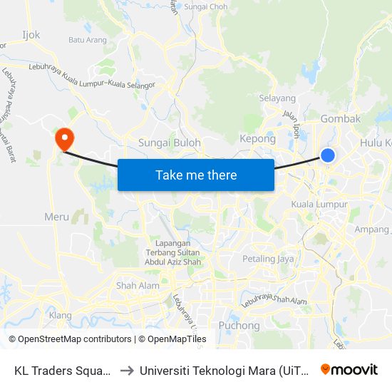 KL Traders Square (Kl910) to Universiti Teknologi Mara (UiTM) Puncak Alam map