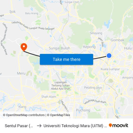 Sentul Pasar (Kl2053) to Universiti Teknologi Mara (UiTM) Puncak Alam map