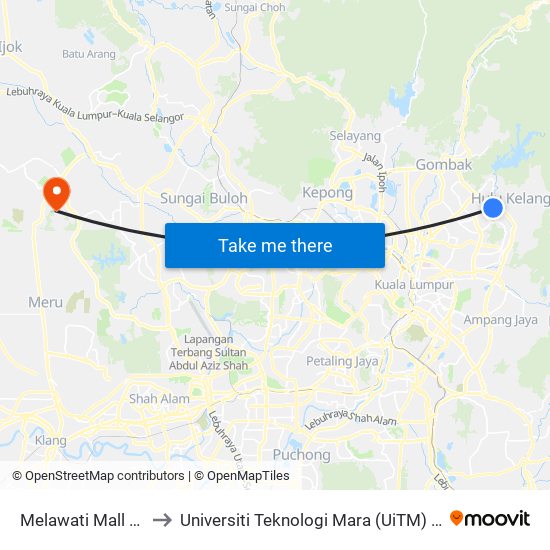 Melawati Mall (Aj489) to Universiti Teknologi Mara (UiTM) Puncak Alam map