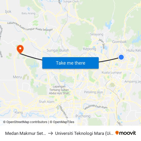 Medan Makmur Setapak (Kl731) to Universiti Teknologi Mara (UiTM) Puncak Alam map