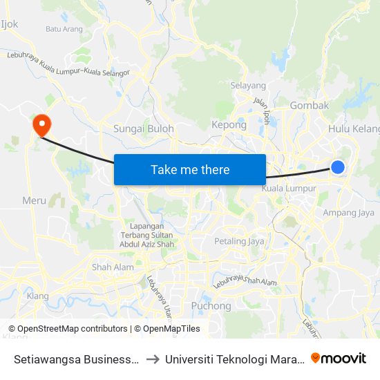 Setiawangsa Business Park (Opp) (Kl437) to Universiti Teknologi Mara (UiTM) Puncak Alam map