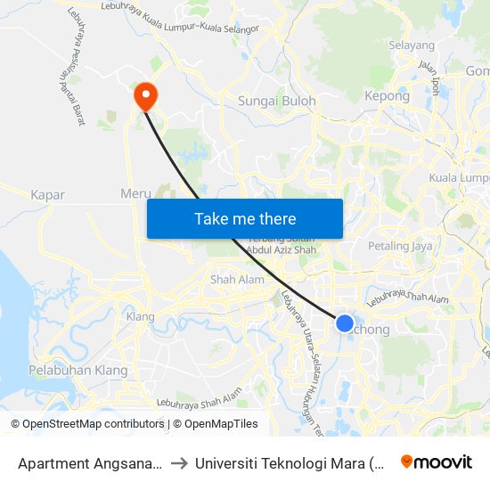 Apartment Angsana (Utara) (Sj78) to Universiti Teknologi Mara (UiTM) Puncak Alam map
