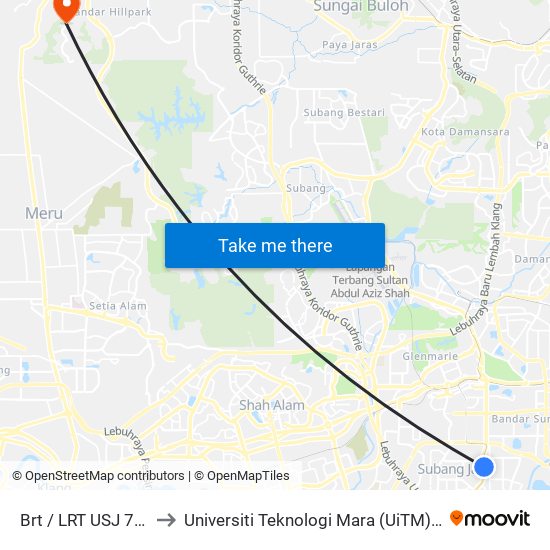 Brt / LRT USJ 7 (Sj693) to Universiti Teknologi Mara (UiTM) Puncak Alam map