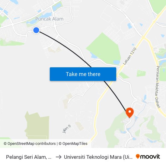 Pelangi Seri Alam, Puncak Alam to Universiti Teknologi Mara (UiTM) Puncak Alam map