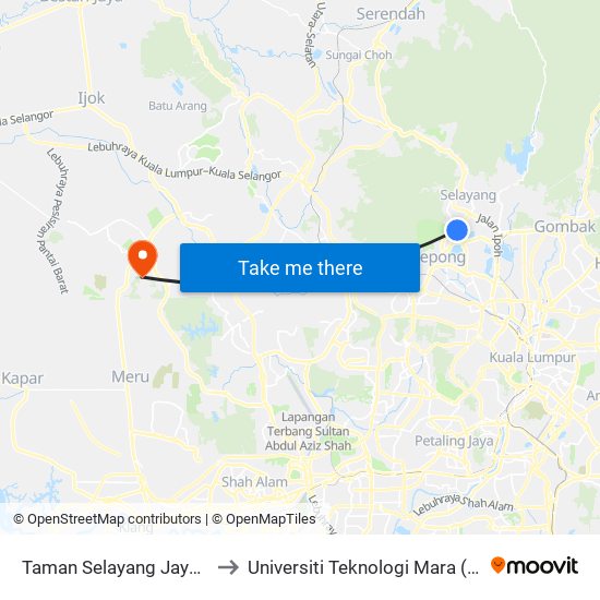 Taman Selayang Jaya (Barat) (Sl514) to Universiti Teknologi Mara (UiTM) Puncak Alam map