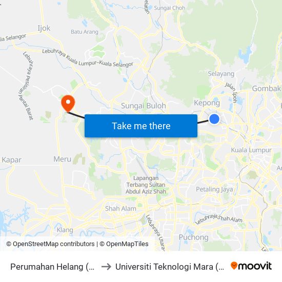 Perumahan Helang (Timur) (Kl1717) to Universiti Teknologi Mara (UiTM) Puncak Alam map