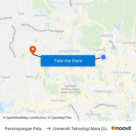 Persimpangan Pelanduk (Kl822) to Universiti Teknologi Mara (UiTM) Puncak Alam map