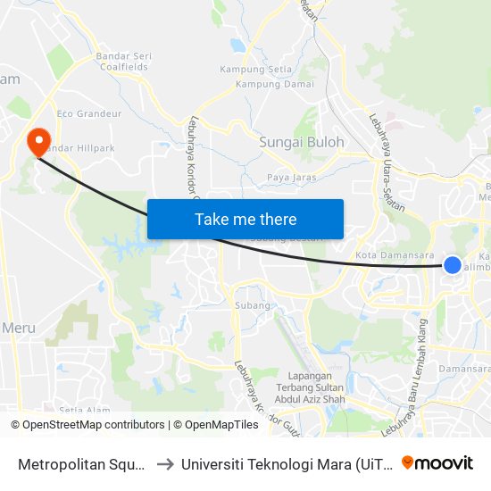 Metropolitan Square (Pj377) to Universiti Teknologi Mara (UiTM) Puncak Alam map