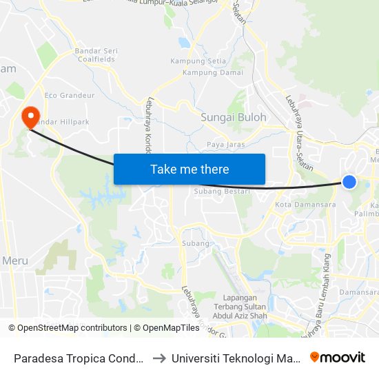 Paradesa Tropica Condominium (Opp) (Pj645) to Universiti Teknologi Mara (UiTM) Puncak Alam map