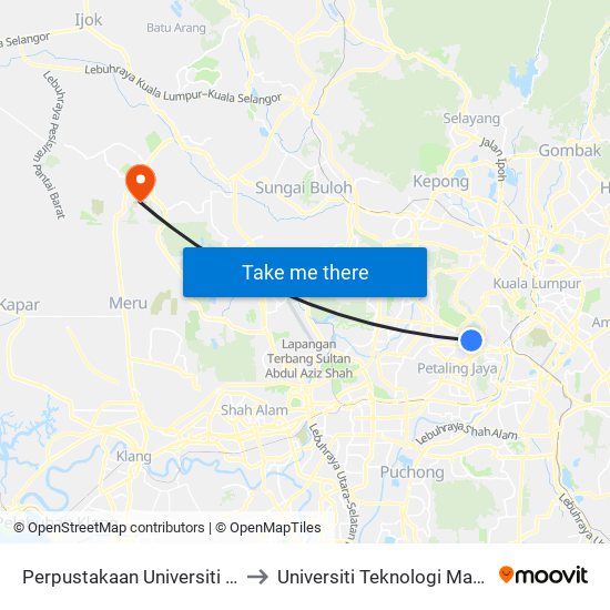 Perpustakaan Universiti Malaya (Opp) (Kl1109) to Universiti Teknologi Mara (UiTM) Puncak Alam map