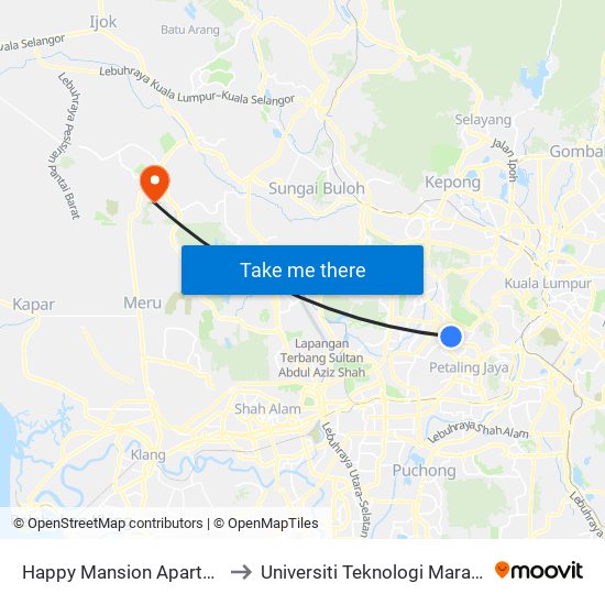 Happy Mansion Apartment (Opp) (Pj219) to Universiti Teknologi Mara (UiTM) Puncak Alam map