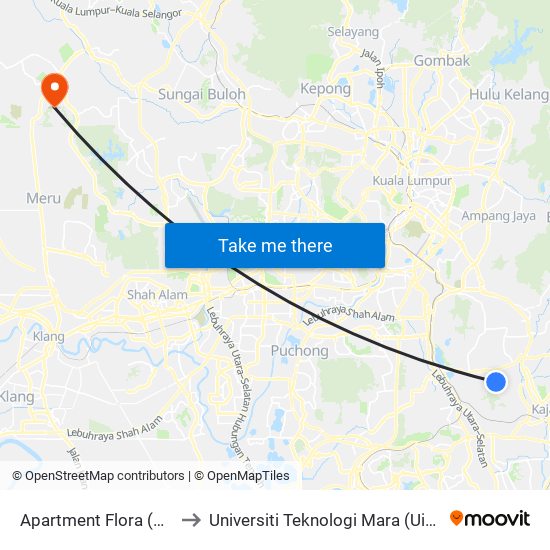 Apartment Flora (Opp) (Kj414) to Universiti Teknologi Mara (UiTM) Puncak Alam map