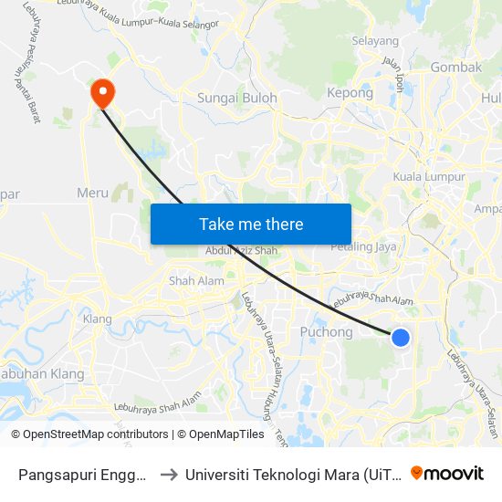 Pangsapuri Enggang (Sj372) to Universiti Teknologi Mara (UiTM) Puncak Alam map