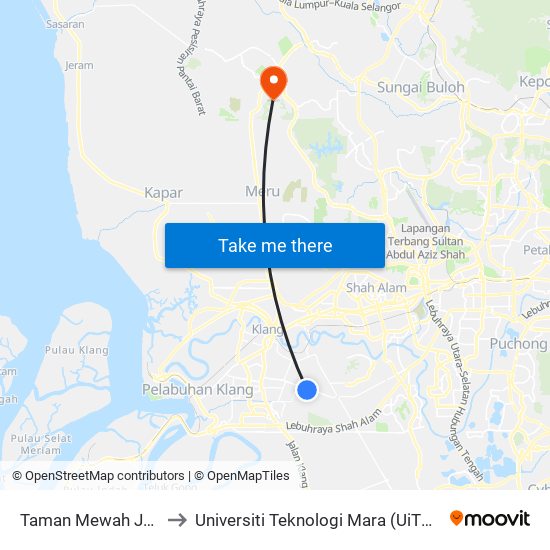 Taman Mewah Jaya, Klang to Universiti Teknologi Mara (UiTM) Puncak Alam map