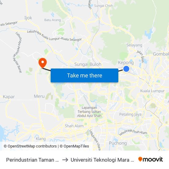 Perindustrian Taman Kepong (Kl2446) to Universiti Teknologi Mara (UiTM) Puncak Alam map