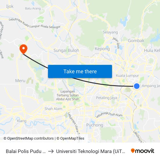 Balai Polis Pudu (Kl2503) to Universiti Teknologi Mara (UiTM) Puncak Alam map
