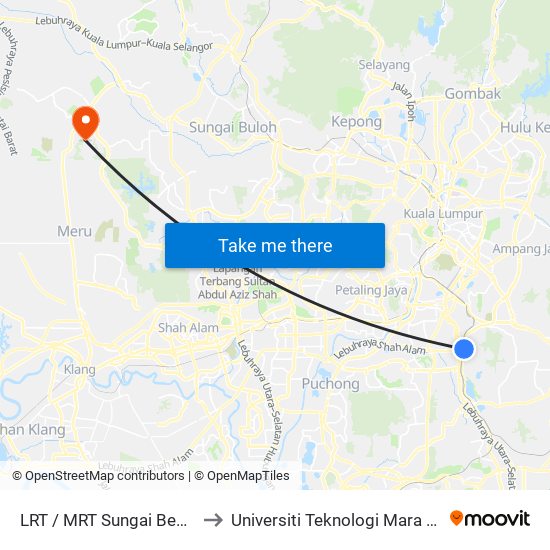 LRT / MRT Sungai Besi, Pintu A (Kl783) to Universiti Teknologi Mara (UiTM) Puncak Alam map