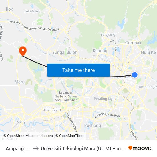 Ampang Park to Universiti Teknologi Mara (UiTM) Puncak Alam map