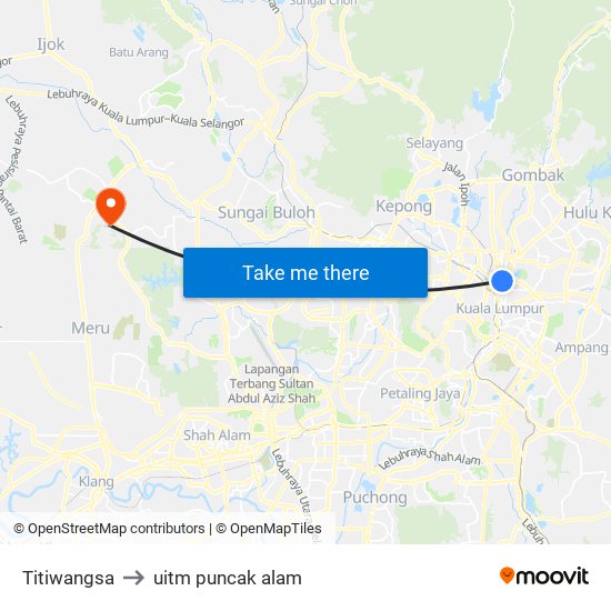 Titiwangsa to uitm puncak alam map