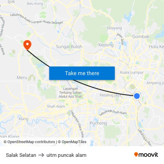 Salak Selatan to uitm puncak alam map