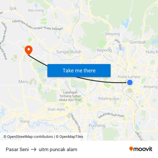 Pasar Seni to uitm puncak alam map