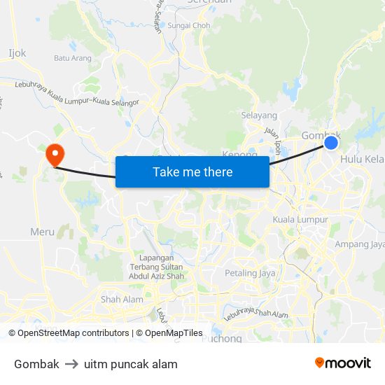 Gombak to uitm puncak alam map