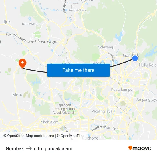 Gombak to uitm puncak alam map