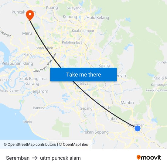 Seremban to uitm puncak alam map