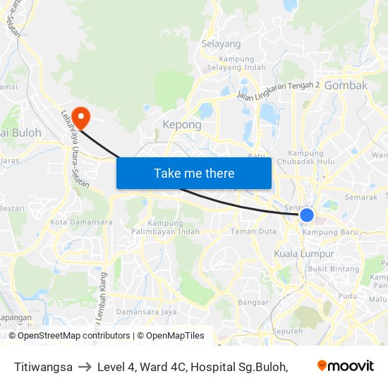 Titiwangsa to Level 4, Ward 4C, Hospital Sg.Buloh, map