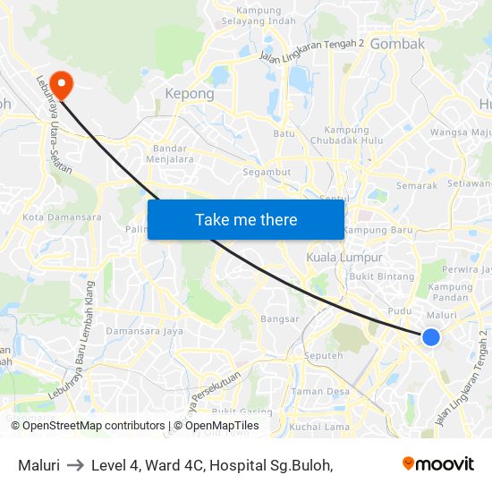 Maluri to Level 4, Ward 4C, Hospital Sg.Buloh, map