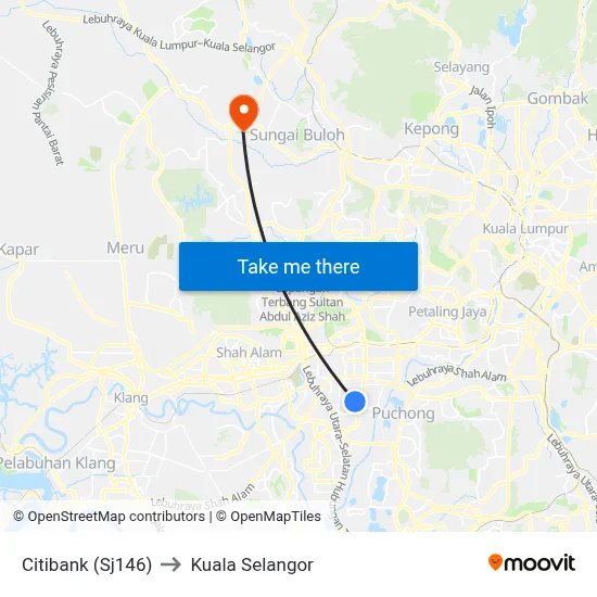 Citibank (Sj146) to Kuala Selangor map