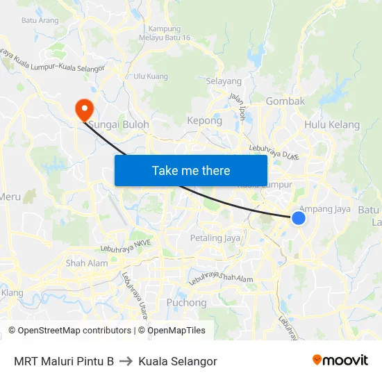 MRT Maluri Pintu B to Kuala Selangor map