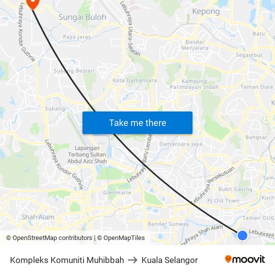 Kompleks Komuniti Muhibbah to Kuala Selangor map