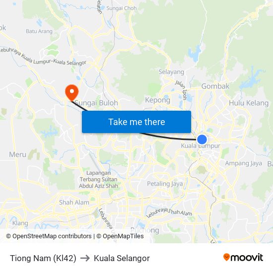 Tiong Nam (Kl42) to Kuala Selangor map