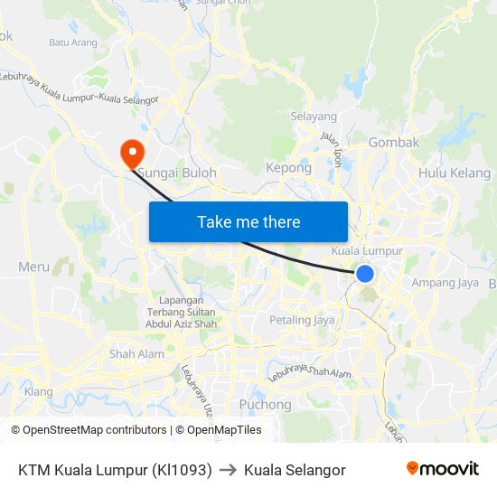 KTM Kuala Lumpur (Kl1093) to Kuala Selangor map