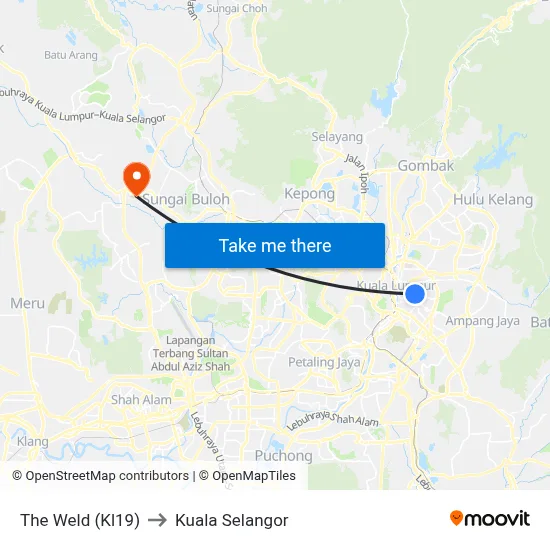 The Weld (Kl19) to Kuala Selangor map
