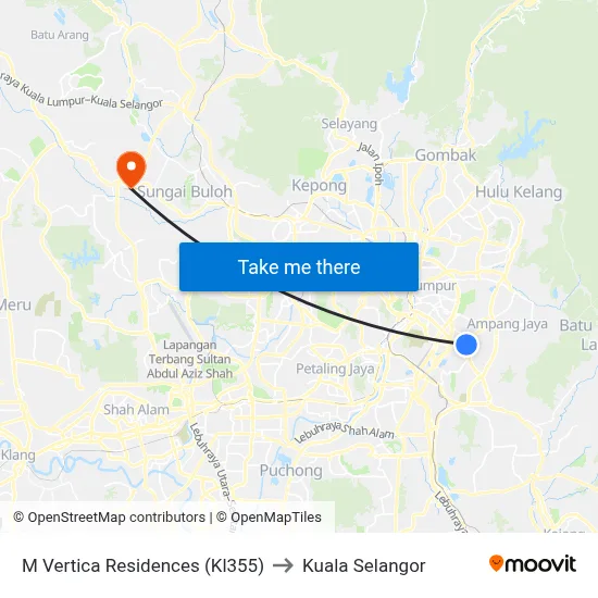 M Vertica Residences (Kl355) to Kuala Selangor map