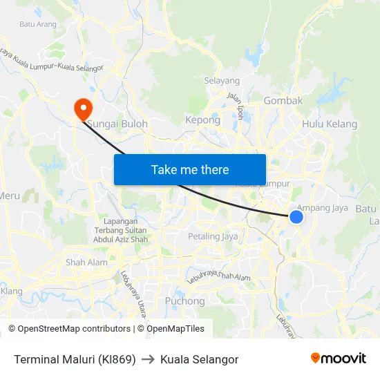 Terminal Maluri (Kl869) to Kuala Selangor map
