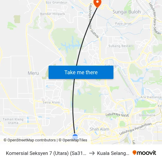 Komersial Seksyen 7 (Utara) (Sa316) to Kuala Selangor map