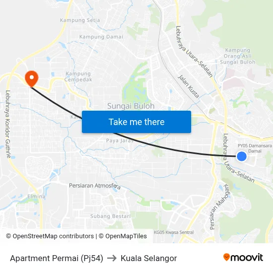 Apartment Permai (Pj54) to Kuala Selangor map