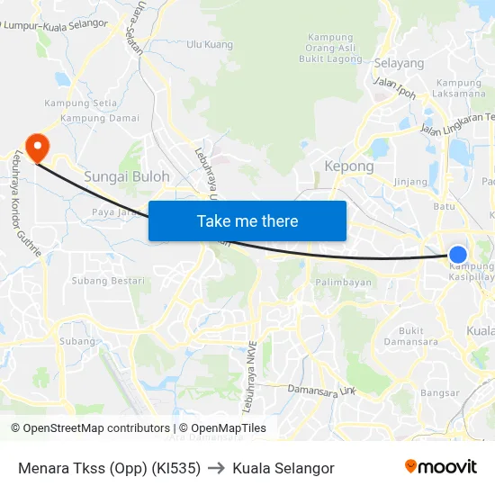 Menara Tkss (Opp) (Kl535) to Kuala Selangor map