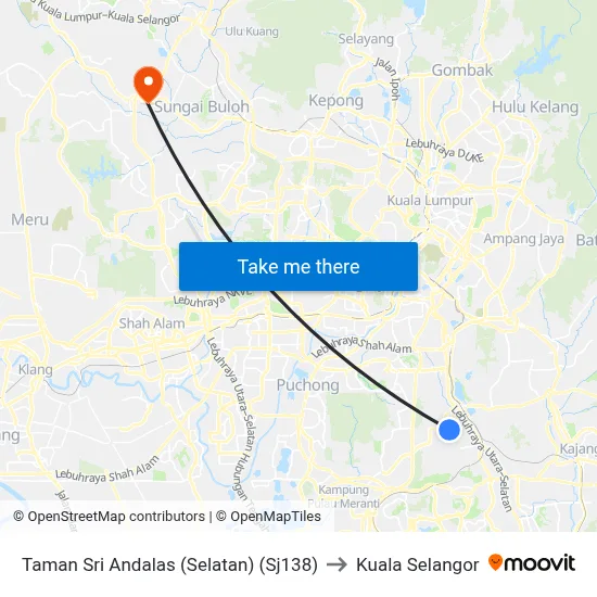 Taman Sri Andalas (Selatan) (Sj138) to Kuala Selangor map