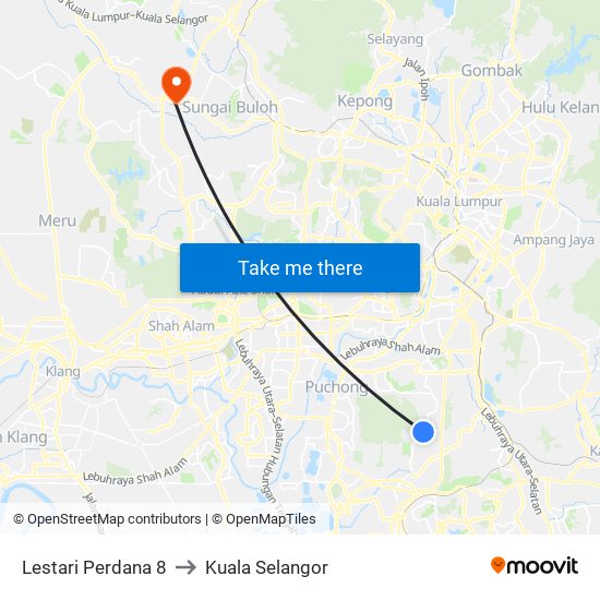 Lestari Perdana 8 to Kuala Selangor map