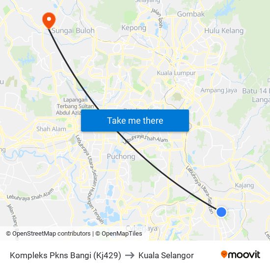 Kompleks Pkns Bangi (Kj429) to Kuala Selangor map