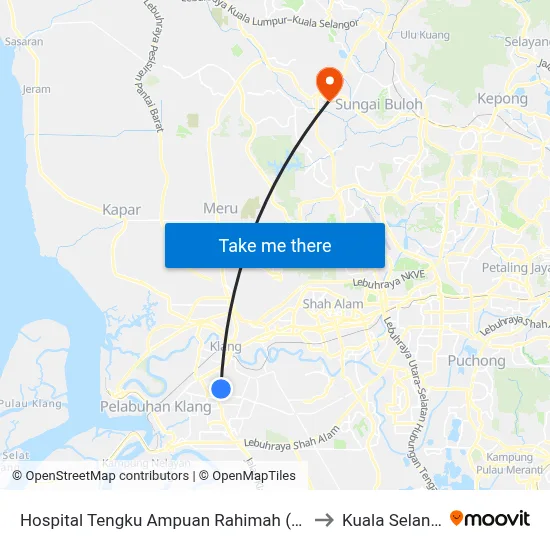 Hospital Tengku Ampuan Rahimah (Bd109) to Kuala Selangor map