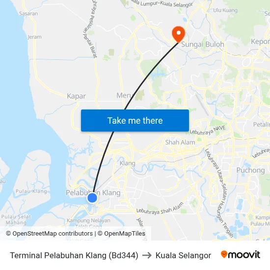 Terminal Pelabuhan Klang (Bd344) to Kuala Selangor map